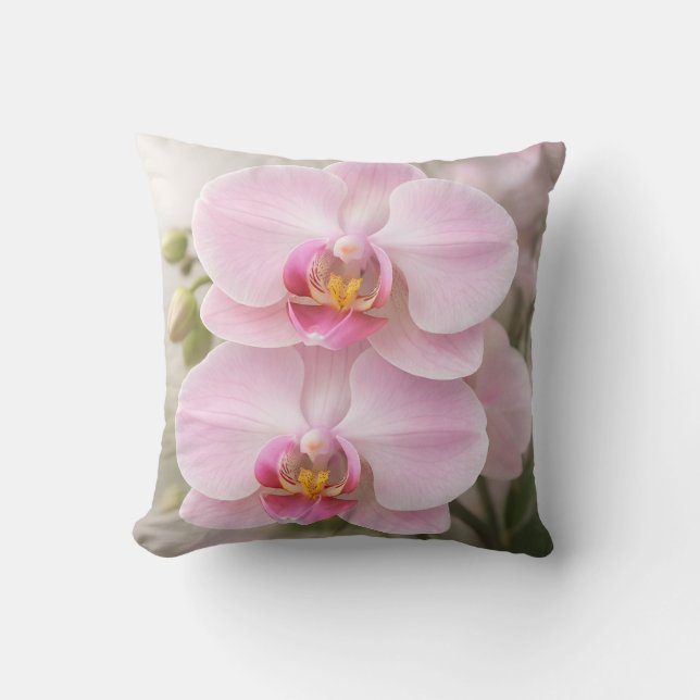 Zachte Roze Phalaenopsis Orchidee Kussen (Voorkant)