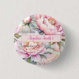  Zachte Roze Pioen Bachelorette Party Ronde Button 3,2 Cm