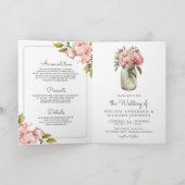 Zachte Roze Pioen Bloemen Metselwerk Pot QR Code T (Binnen)