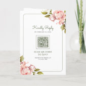 Zachte Roze Pioen Bloemen Metselwerk Pot QR Code T (Achterkant)