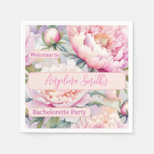 Zachte Roze Pioen Bloemige Henparty/Bruid-to-be Servet