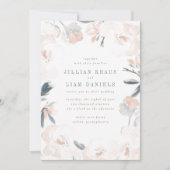 Zachte roze pioen bruiloft uitnodiging (Voorkant)