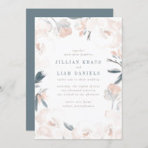 Zachte roze pioen bruiloft uitnodiging