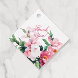 Zachte Roze Pioen & Eucalyptus Bloemachtige Trouwd Bedankjes Labels