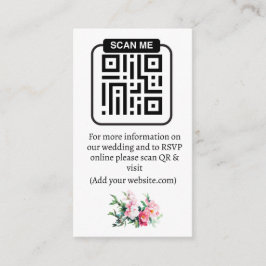 Zachte Roze Pioen & Eucalyptus Bloemige Trouw-QR Informatiekaartje