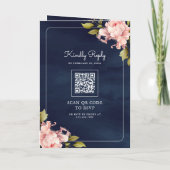 Zachte Roze Pioen Mason Jar QR Code Marine Huwelij (Achterkant)