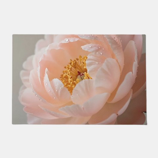 Zachte Roze Pioen met Dauwdruppels Deurmat (Voorkant)