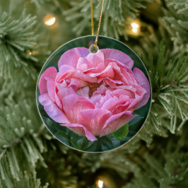 Zachte Roze Pioen Romantische Bloemen Keramisch Ornament