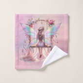 Zachte Roze Pioen Swing Fairy Prinses Meisjes Cust Bad Handdoek (Wasdoekje)