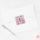 Zachte roze pioen swing fee prinses meisjes vierkante sticker (Envelop)