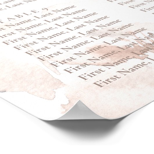 Zachte roze pony Wedding Seating Chart Poster (Hoek)