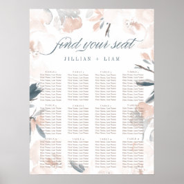 Zachte roze pony Wedding Seating Chart Poster