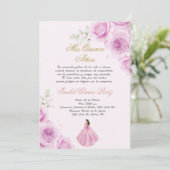 Zachte roze Quinceanera Spaans Kaart (Staand voorkant)