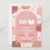 Zachte Roze Retro Bloemen Pompoen 2e Verjaardag Me Kaart (Voorkant)