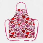 Zachte Roze Rode Harten Blush Liefde Patroon Schort (Voorkant)
