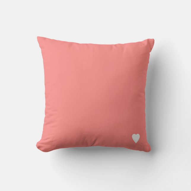 Zachte Roze Rode Pastel Effen Kleur Met Hart Kussen (Voorkant)