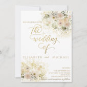 Zachte roze romantische bloem gouden kalligrafie kaart (Voorkant)