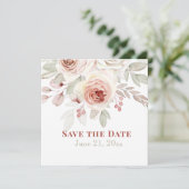 Zachte Roze Romantische Roos op Witte Bruiloft Save The Date (Staand voorkant)