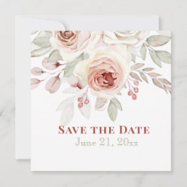 Zachte Roze Romantische Roos op Witte Bruiloft Save The Date
