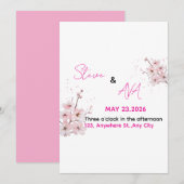 Zachte Roze Romantische Trouwuitnodiging | Elegant Kaart (Voorkant / Achterkant)
