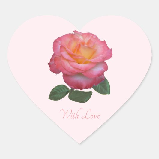 Zachte Roze Roos Met Liefde Sticker (Voorkant)