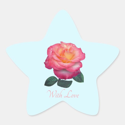 Zachte Roze Roos Met Liefde Sticker (Voorkant)