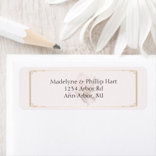 Zachte roze roos retour adreslabels etiket (Insitu)