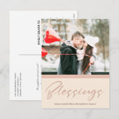 ZACHTE ROZE ROOS ROZE KERSTSEGEN FOTO FEESTDAGENKAART (Voorkant / Achterkant)