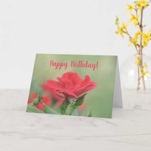 Zachte Roze Roze Birthday Kaart (Gele Bloem)