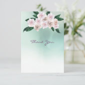 Zachte roze roze bloesems Weddenschap Dank je Bedankkaart (Staand voorkant)