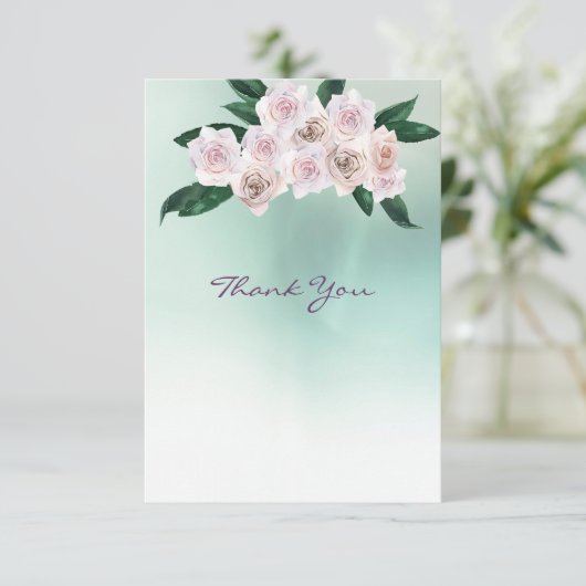 Zachte roze roze bloesems Weddenschap Dank je Bedankkaart (Staand voorkant)
