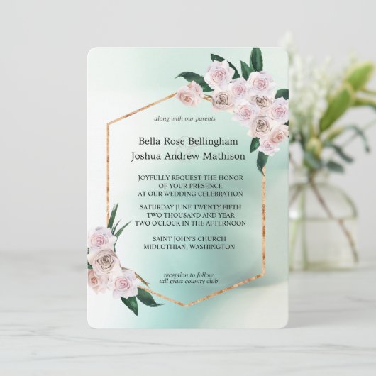 Zachte roze roze bloesems Weddenschap Kaart (Staand voorkant)