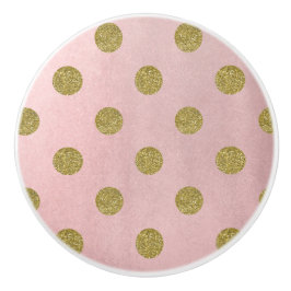 Zachte Roze Roze Gouden Glitters Glam Stippen Chic Keramische Knop