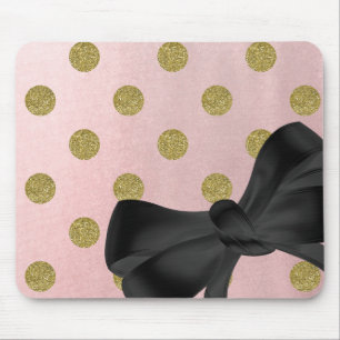Zachte Roze Roze Gouden Glitters Glam Stippen Cute Muismat