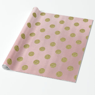 Zachte Roze Roze Gouden Glitters Glam Stippen Fees Cadeaupapier