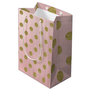 Zachte Roze Roze Gouden Glitters Glam Stippen Fees Medium Cadeauzakje