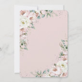 Zachte Roze Roze Ivoor Kleur Pioen Bloemen Bruilof Kaart (Achterkant)