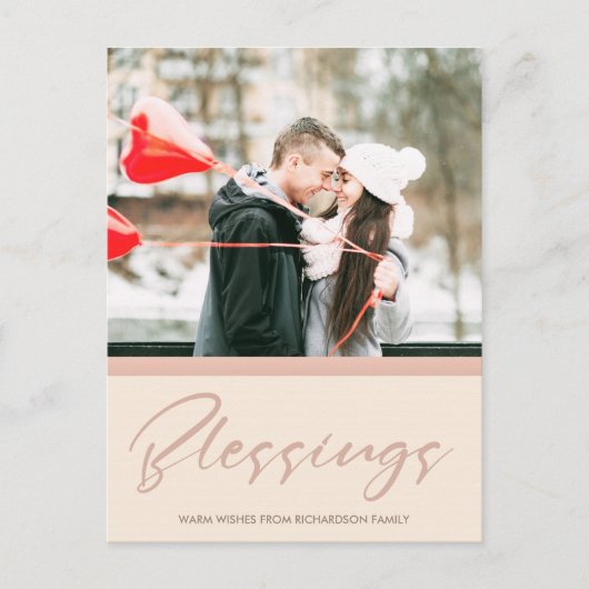 ZACHTE ROZE ROZE ROOD KERSTENMINGEN FOTO FEESTDAGENKAART (Voorkant)