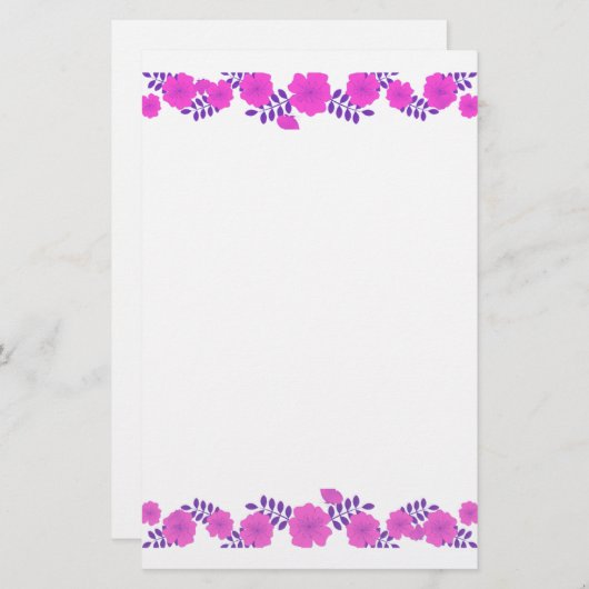 Zachte roze roze roze langwerpige rand briefpapier (Voorkant / Achterkant)