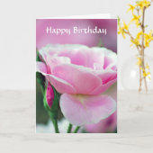 Zachte roze roze roze roos en roos buit vrolijke v kaart (Gele Bloem)