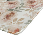 Zachte Roze Rozen Aquarel Bloemendruk Botanisch Snijplank (Hoek)