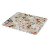 Zachte Roze Rozen Aquarel Bloemendruk Botanisch Snijplank (Hoek)