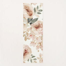 Zachte Roze Rozen Aquarel Bloemendruk Botanisch Yogamat