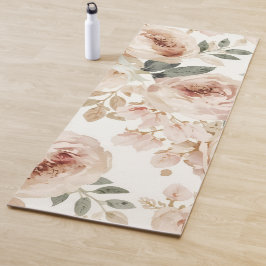 Zachte Roze Rozen Aquarel Bloemendruk Botanisch Yogamat
