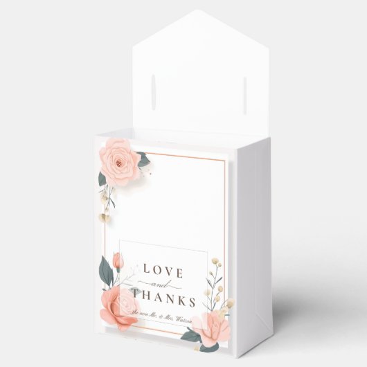 Zachte Roze Rozen Bedankdoosjes (Geopend)