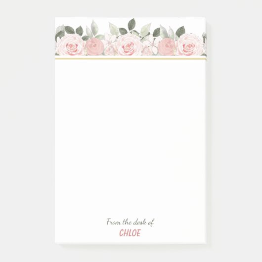 Zachte Roze Rozen Bloemenrand Post-it® Notes (Voorkant)