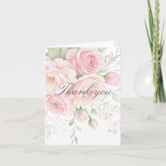 zachte roze rozen bloemrijke bedankkaart