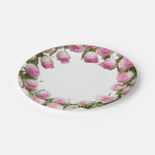 Zachte roze rozen Borden, 7" rond papier Bord (Gekanteld)