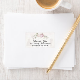 Zachte Roze Rozen & Bruid en Bruidegom Collectie Etiket