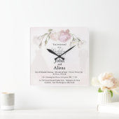 Zachte Roze Rozen & Bruid en Bruidegom Collectie Vierkante Klok (Huis)